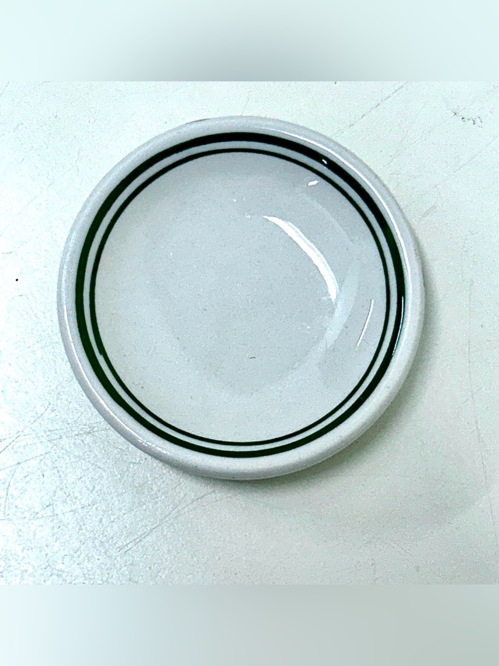 Vintage Green Striped Restaurant Ware Butter Pat Sauce Bowl